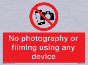 No photography or filming using any device